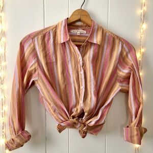 Xirena Striped Button Down Shirt XS soft 100% Cotton